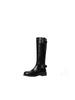 Ma Sichun of the Same Style~ Height Increase 4cm Fashionable Buckle with Round Head Splicing Thick Heel Knight Boots Women's Stacked Short Boots