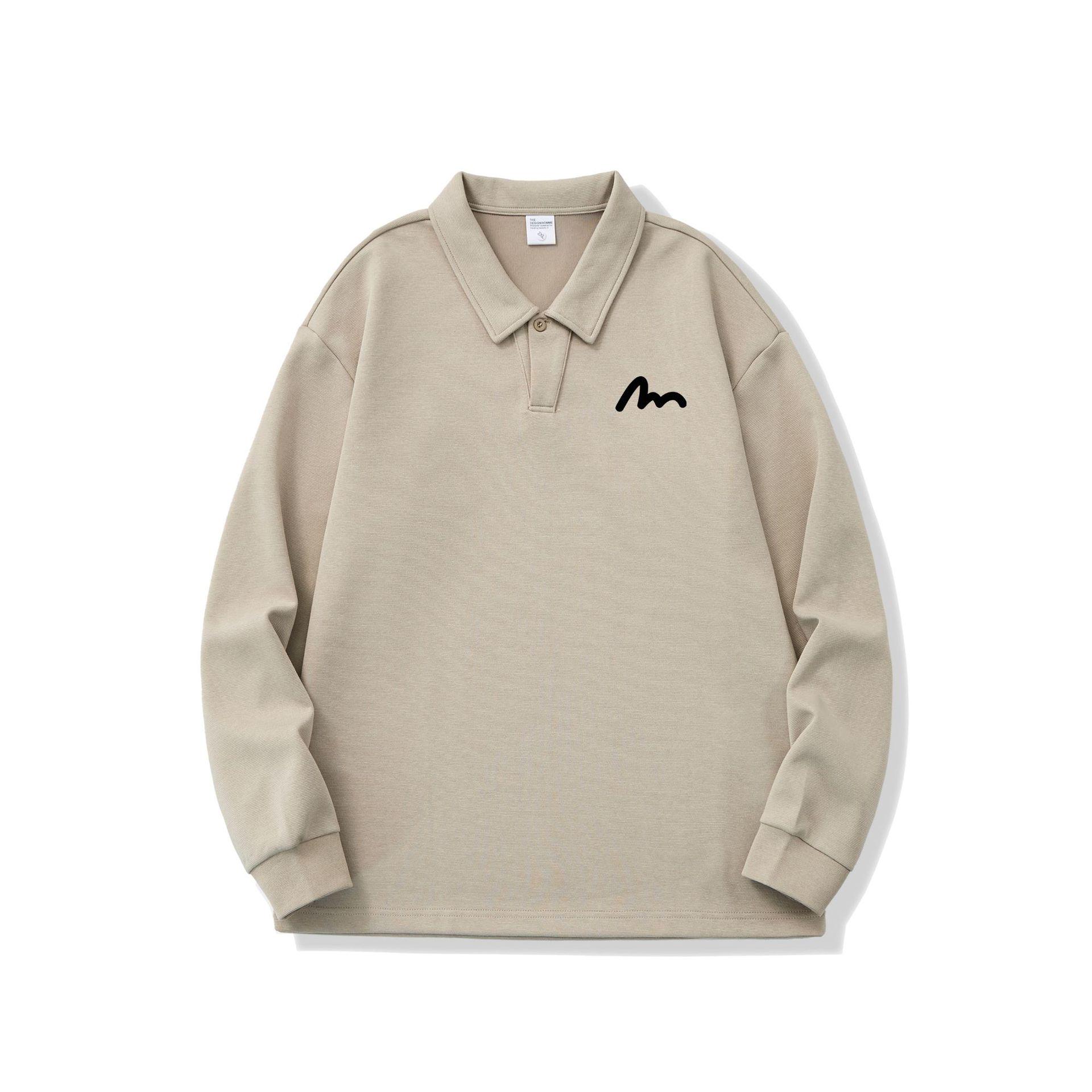 Men s American Trend 300g Polo Lapel Long Sleeve Hoodie - 2025 Autumn Casual Style M абрикосовый