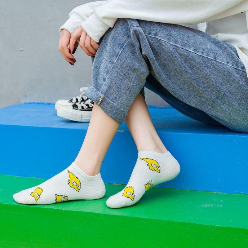 Lady Fashion Wind Pineapple Bird Poached Egg Cow Cartoon Colorful Cotton Sock Girls Ankle Socks