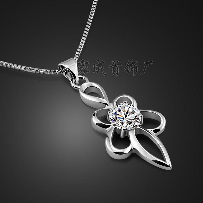 

Color Roland Pendant Necklace Zircon Women S Stone Simple Platinum Plated Flower Jewelry