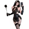 Golden Night Sexy Lingerie Nun Costume with Chest Enhancing Hip-Hugging Nightgown