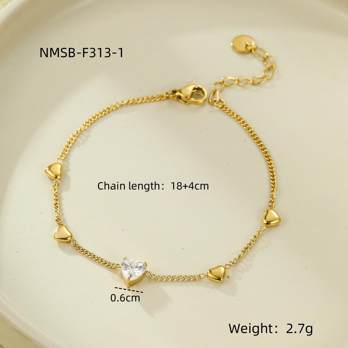 GEMCHIC Women s Stainless Steel 18K Gold Plated Love Heart Zircon Bracelet