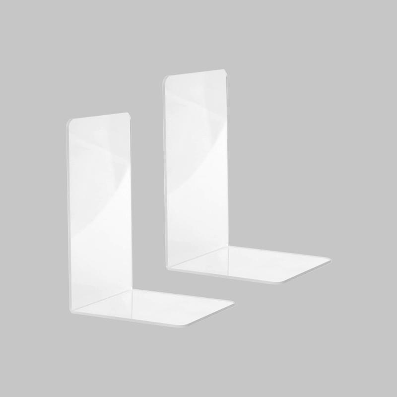2/4PCS Acrylic Color L-shaped Book Rack Contract Transparent Bookend Student Acrylic Desktop Fixed Book Stand Book Storage Shelf