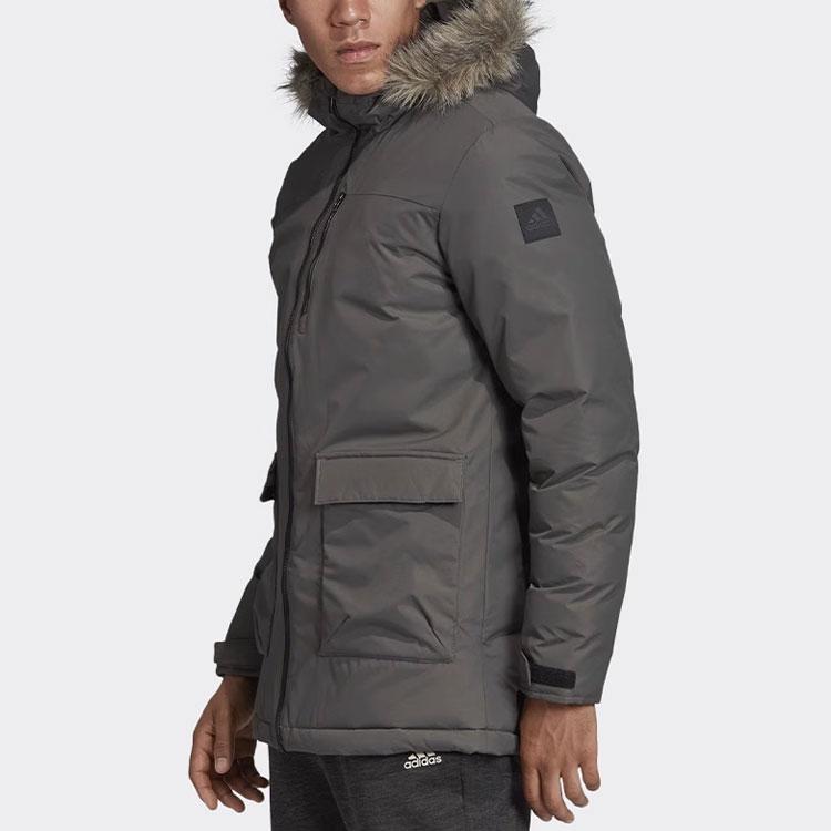 adidas Xploric Parka Windproof Warm Hooded Cotton Jacket Men Outerwear Gray-Green DZ1432
