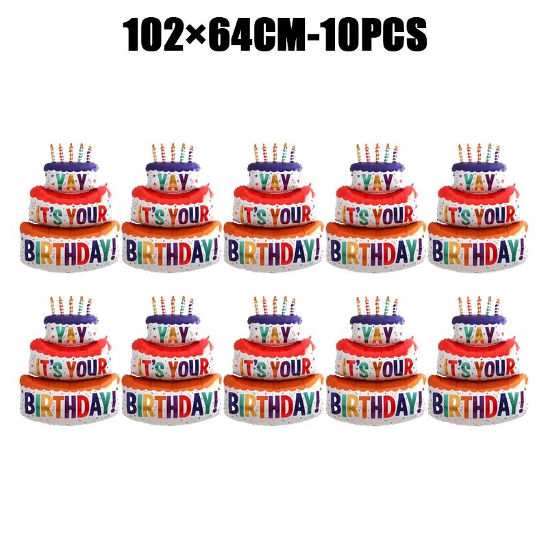 Large Birthday Cake Balloons Cartoon Bear Cake Number Foil Balloon for Baby Shower Birthday Party Decoration Prop Kids Toy