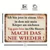Vintage MACHU DAS Metallblekkskilt xinch Vanntett Støvtett Retro Veggkunst med Morsom Tysk Tekst Perfekt for