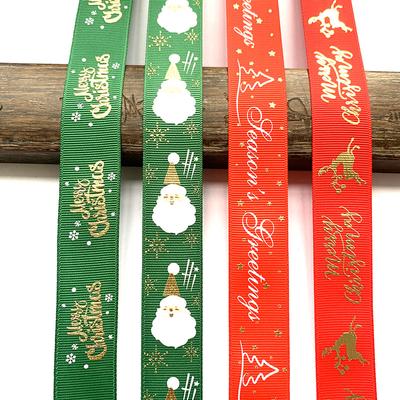 300cm/118in Each Pack Christmas Gift Packing Ribbons Sewing Satin Letter Trims Decorations Wraps Green Red Ribbon for Gift Webbing Decora 2.5cm Wide
