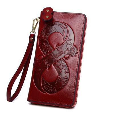 Nuovo portafoglio da donna in pelle Borsa con cerniera da donna alla moda in pelle cerata a olio retrò lunga