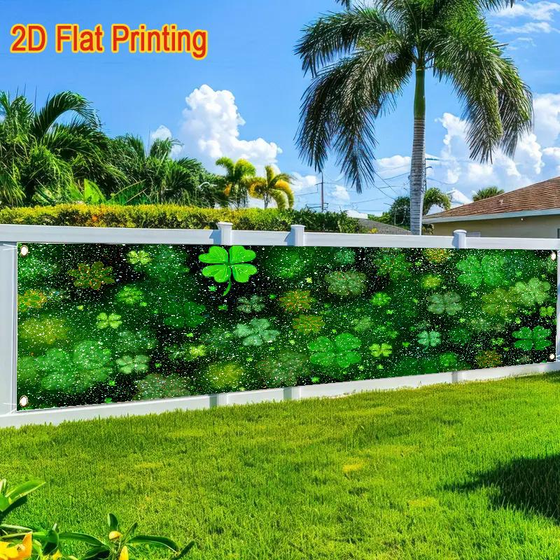 Patterned Polyester Fence Banner, Festive Durable Design, Outdoor Lawn Wall Holiday Celebration Party Supplies