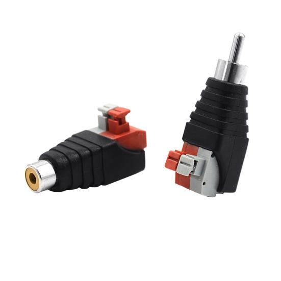 1 Pair Universal Cable to Audio Speaker Wire Male RCA Jack Connector Adapter