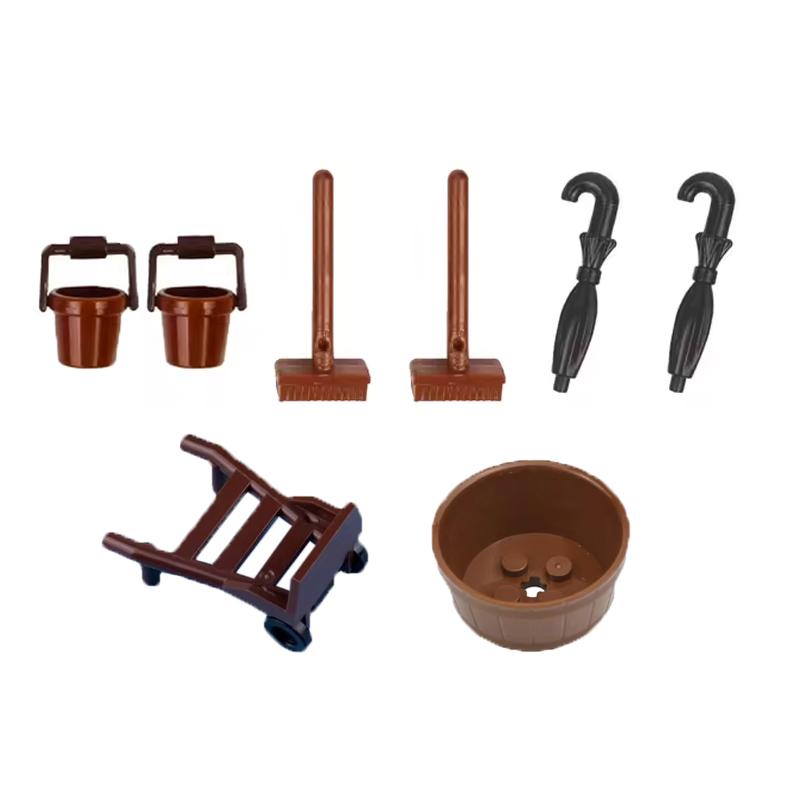 MOC City Stavebnice Scéna Doplňky Nábytek Postel Toaleta Vana Piano TV Pohovka Odpadkový koš Kuchyňské spotřebiče Cihlová hračka S14