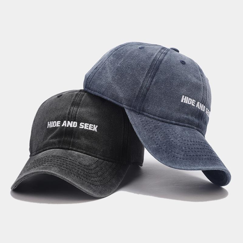 Summer Couple Simple Letter Embroidery Cap Trendy Hat Men and Women Street Retro Washed Cotton Old Baseball Cap