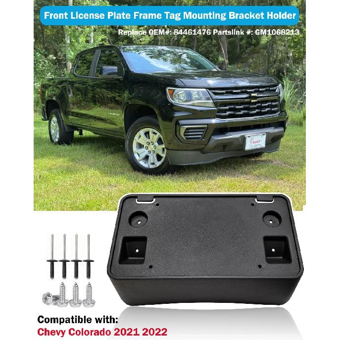 Front License Plate Frame for Chevy Colorado 2021 2022 Front Bumper License Plate Holder Mounting Bracket Cover Replace# 84461476 Partslink#