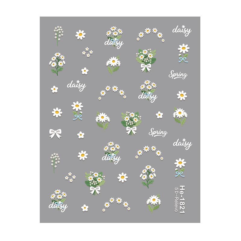 Redanco 5D Cartoon Daisy Wreath 3D Nail Stickers - HE182