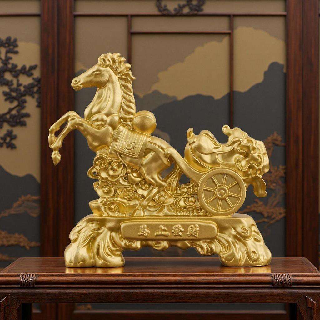 Chinese Horse Statue Desktop Ornament Feng Shui Decor Figurine for Bookshelf