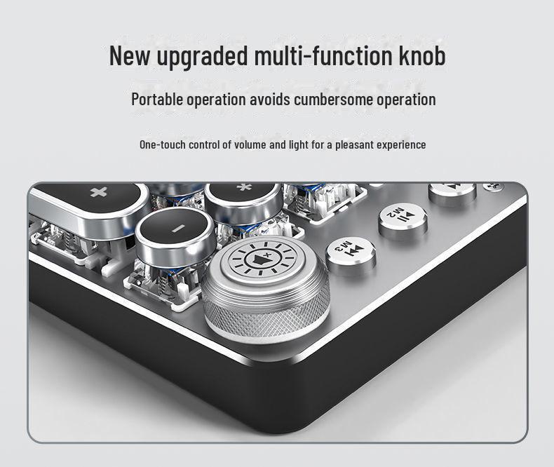 Wired TK100 Retro Steampunk Mechanical Gaming Keyboard with Blue Axis and Knob