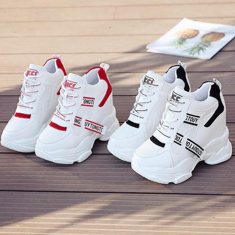 Hot Sales Trendy Shoes Women High Top Sneakers Women Platform Vulcanized Shoes Inner Height Increasing Women's Shoes
