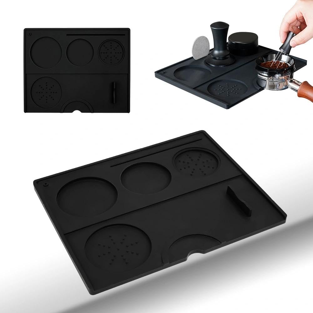 

watchget Espresso Tamper Silicone Coffee Tamper Stand Tamping Coffeeware 25 x 20cm Mat, Tool, Station, Accessory, Non-Slip, Washable, чёрный