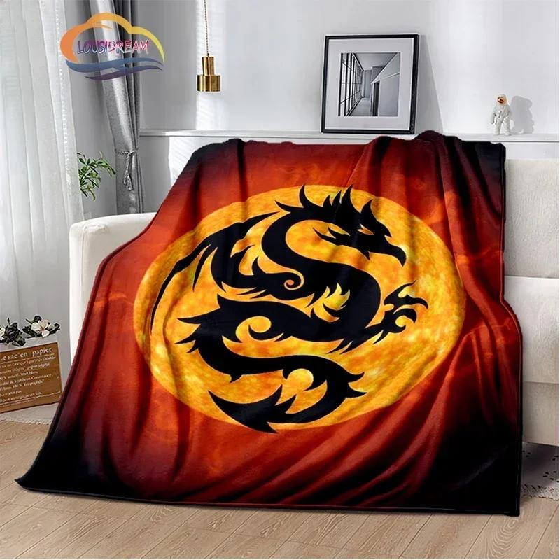 Dragon Blanket 3D Printing Animal Art Soft and Comfortable Sofa Bed Bedroom Decorative Bedspread Travel s