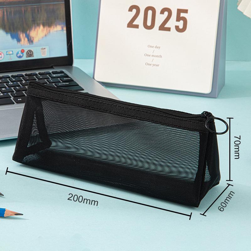 Transparent Mesh Pencil Case - Large Capacity Minimalist Bag for Students