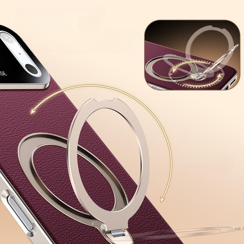 Galvanisierte Leder-Magnet-Hülle für iPhone 17 Pro Max 16 15 14 13 Für Magsafe 360° Drehbarer Ständer Stoßfeste Matte Rückseite