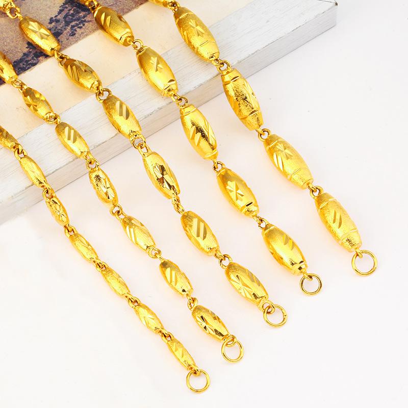 Copper-plated Gold Solid Olive Necklace Men's Accessories Necklace Vietnamese Sand Gold Necklace Gift