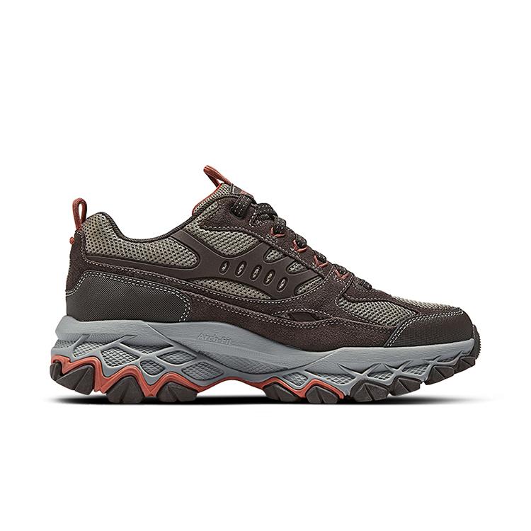 Skechers Outdoor Mens Thick Sole Sports Shoes Lightweight Commuting Versatile Mid-Top Outdoor Lightweight Hiking Shoes Men Sneaker Brown 237357-BRN
