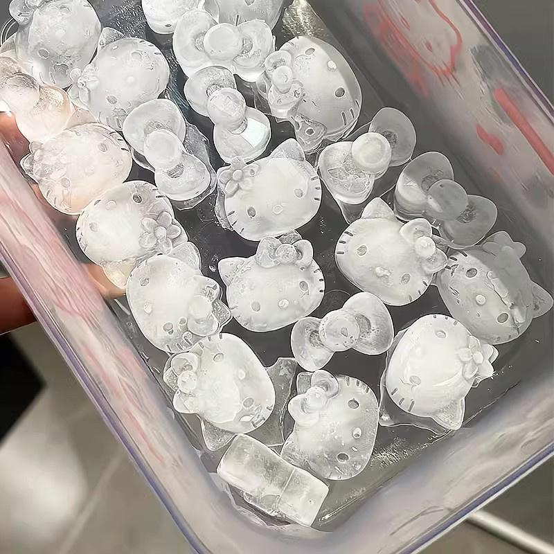 Kitten Kt Press Ice Cube Mold - Cute Cartoon Silicone Ice Tray, Household Ice Making And Storage Box
