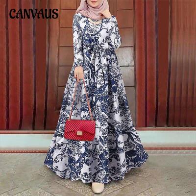 Printemps et automne robe femme grande taille coton lin robes longues robes Vintage imprimé pull robe longue robes