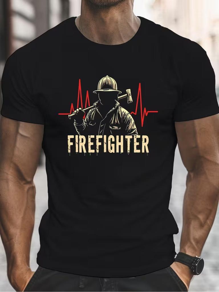 Heartbeat Line Graphic Vintage Men's Summer T-Shirt Casual Tshirts O-neck short-sleeved Tee Top