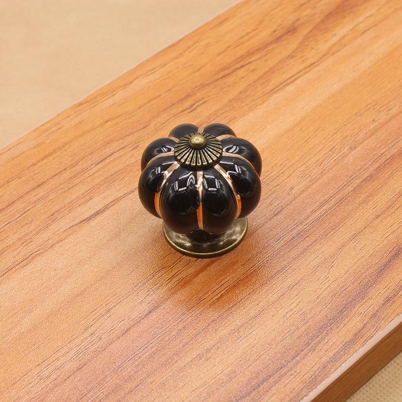 Vintage Furniture Handle Door Knobs Furniture Drawer Cupboard Kitchen Pull Handle Pumpkin Ceramic Cabinet Handles Retro Hardware