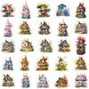 10/30/50pcs Retro Flower House Aesthetic Stickers Cute Decals DIY Motorcycle Guitar Notebook Waterproof PVC Sticker Fun for Toy
