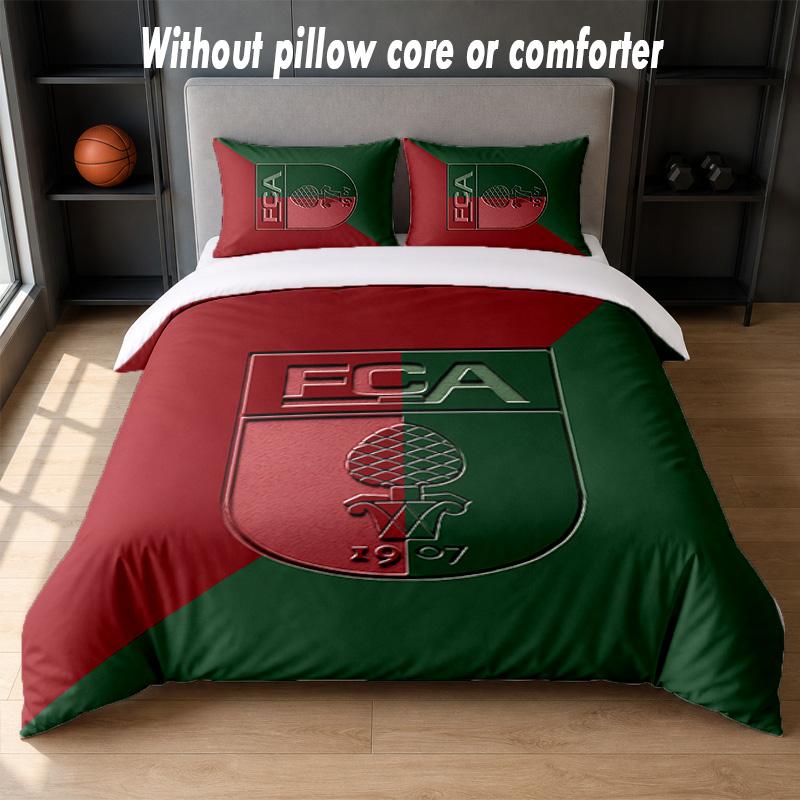 FC Augsburg FC Design Bett Bettwäsche-Set 1 Bettbezug + 2 Kissenbezüge Weich Atmungsaktiv Haushalt Bettwäsche