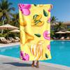 Yellow tropical beach elements polyester microfiber beach towel is highly absorbent, suitable for swimming and beach outings