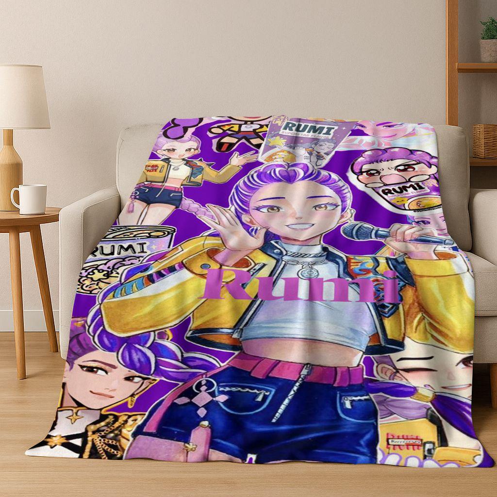 26 Stil Neue KPOP Dämonenjäger Rumi Mira Zoey Cartoon Flanell Decke, Gemütliche Weiche Überwurfdecke für Zuhause Schlafzimmer Bett Sofa Abdeckung