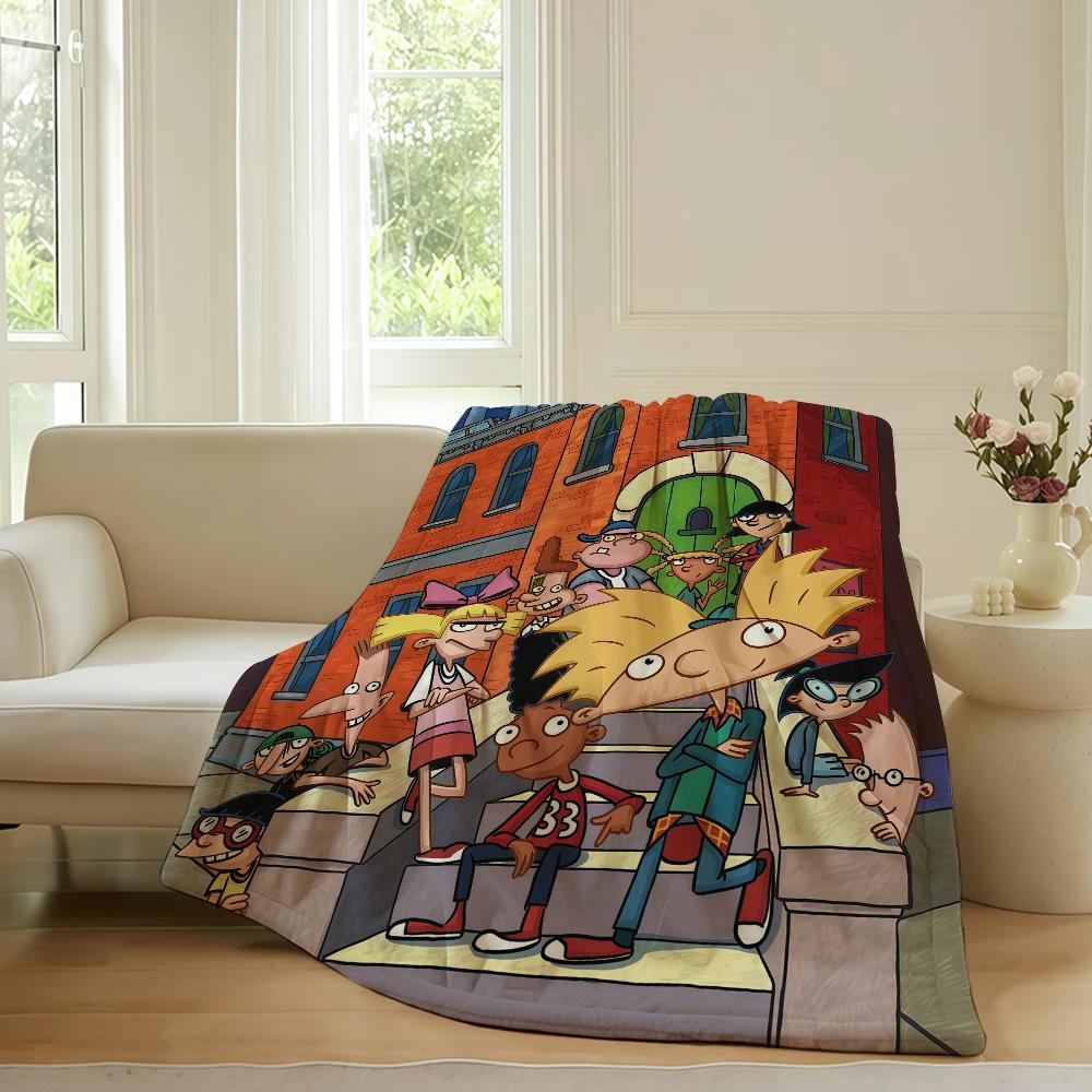 Cartoon Funny H Hey A Arnold Blanket For Sofa Office Bed Plane Travel Sleep Read Relax Camping Soft And Warm