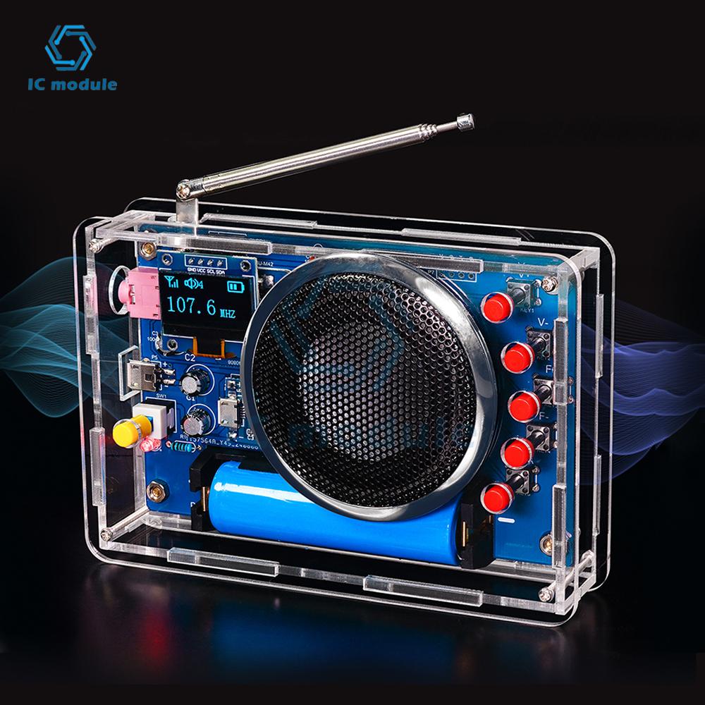 OLED Display Radio Assembly Kit Rechargeable FM Circuit Board Production Welding Electronic DIY Parts