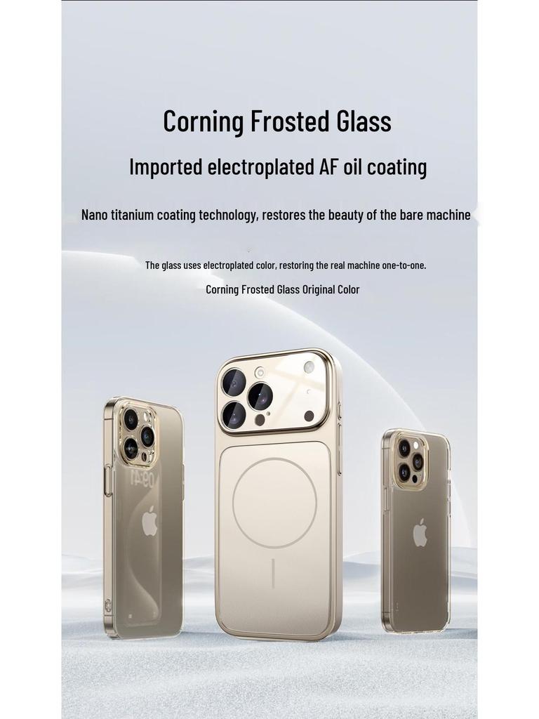 Instant iPhone 16/15 Pro Max Magnetic Corning Glass Case, 17-Window Compatible.