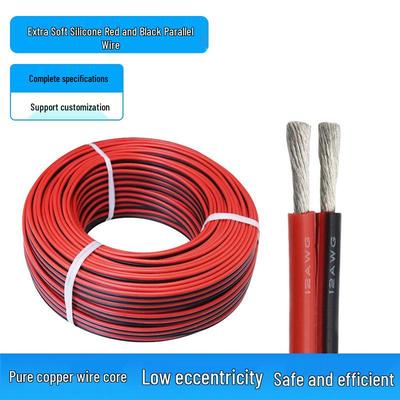 High Temp Resistant Silicone Wire for Motors & Lithium Batteries, Extra Soft, Red/Black, Multiple Sq. MM.