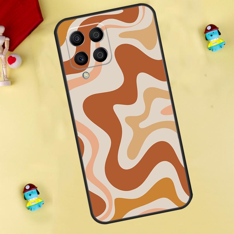 Liquid Swirl Pattern Beige Green Case For Samsung Galaxy M55 M14 M34 M54 M32 M52 M15 M11 M12 M13 M06 M16 M36 M56 M31 M53 M35