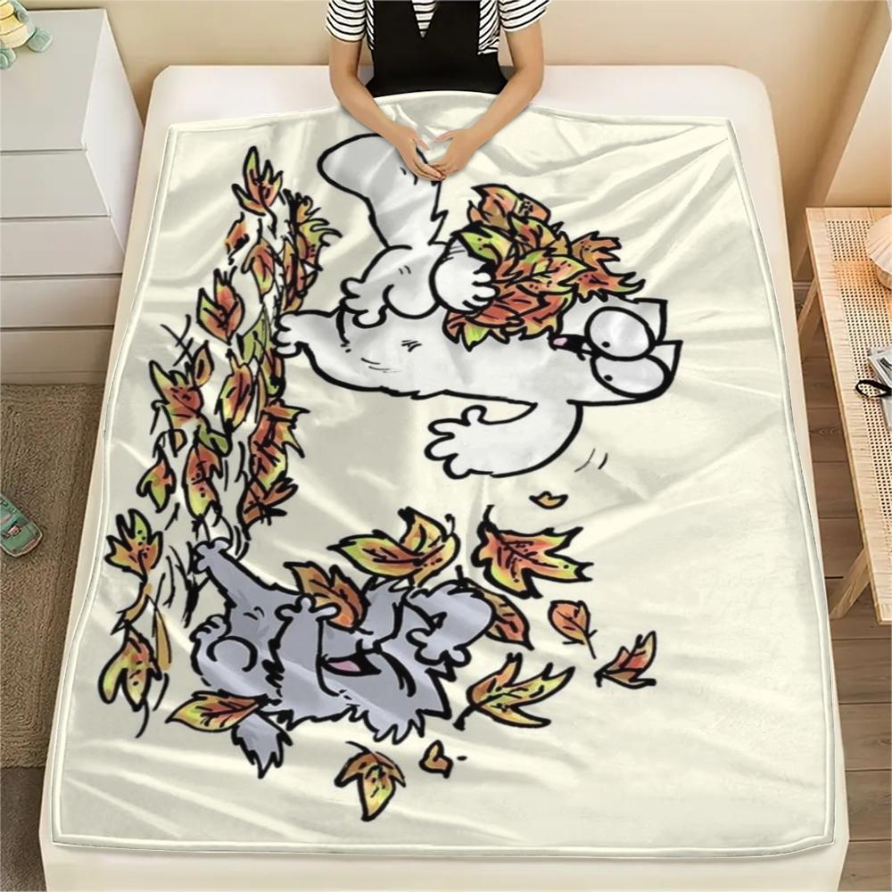 1 Pezzo Coperta in Flanella con Stampa Simon's Cat, Alta qualità Confortevole per Tutte le Stagioni, Decorazione per la Casa, Calore e Comfort, Perfetta per Regali di Natale
