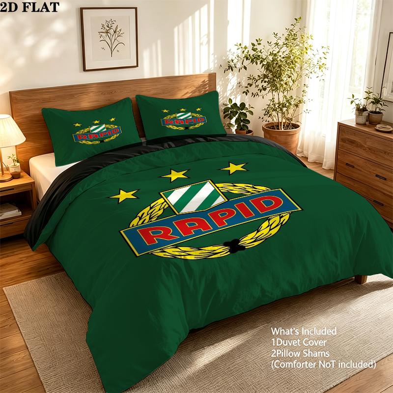 Sk Rapid Wien Pattern Bedding uilt Set uilt Cover Pillowcase Home Decoration Birthday Gift (1 * duvet cover + 2 * pillowcase without core)
