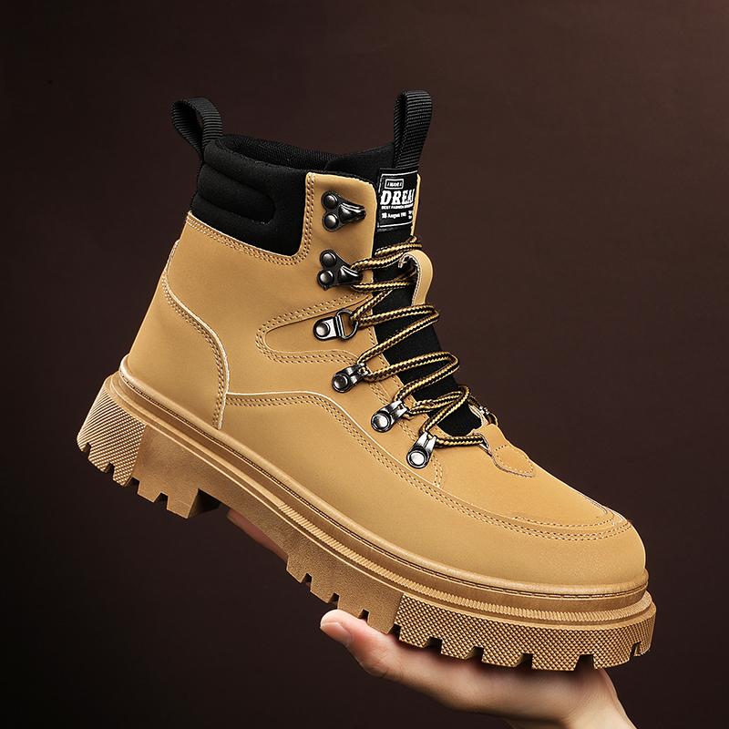Nowe Męskie Klasyczne Jesienno-Zimowe Modne Wysokie Buty na Grubej Podeszwie do Skateboardingu Wygodne Miękkie Podeszwy Koszykarskie Sneakersy