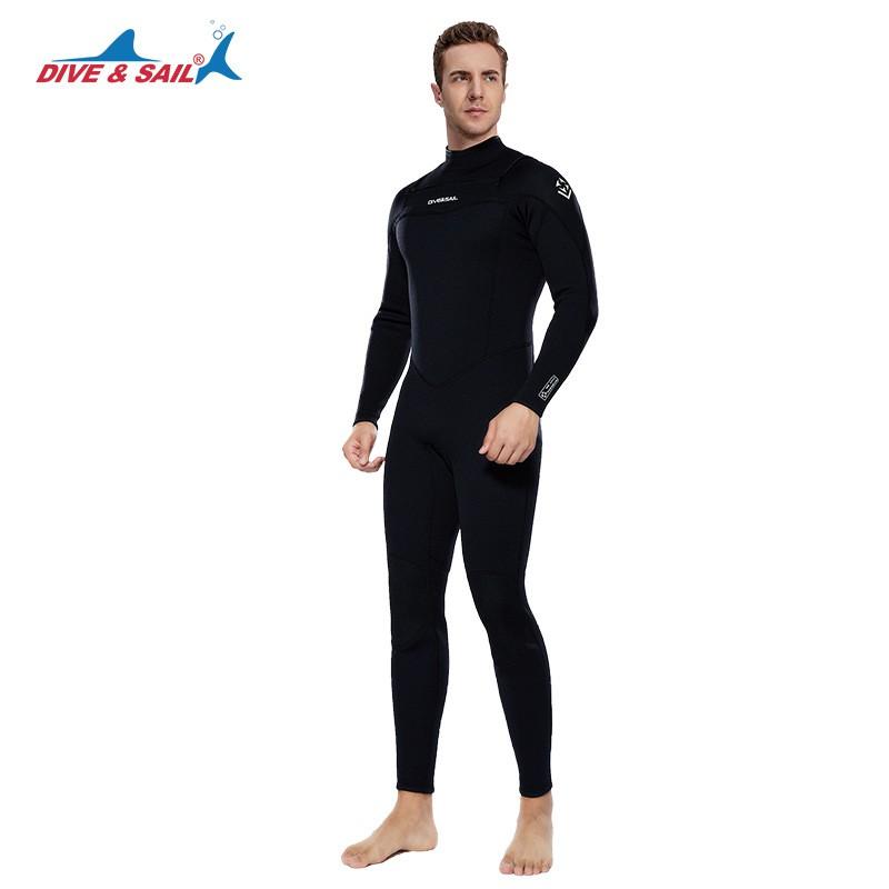 Diving Suit 3/2MM Front Horizontal Zipper One-piece Long-sleeved Warm Snorkeling Swimming Surfsuit