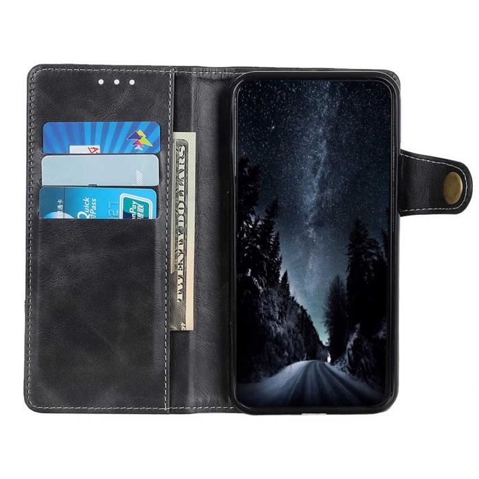 Fodral - XWZYQ® - Redmi Note 9 - Svart Läder - Flipfodral - Halvstyv Plånbok