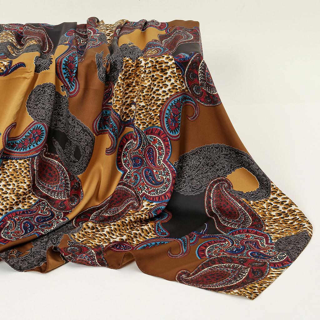 Design Paisley Print Satin Square Scarf Silk Headband Woman Muslim Hijabs Lady Fashion Hair Wraps Islimic Turban Bandana 85*85cm