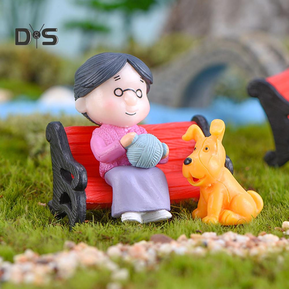 Decorations Home Mini Park Bench Grandpa Grandma Model Miniature Landscape Garden Decor Ornament