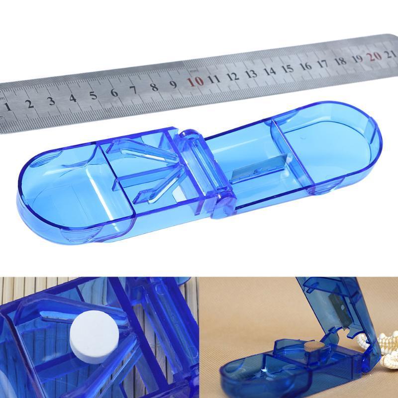 Portable Pill Cutter Box Convenient Pills Box Pill Caplets Medicine Holder Pill Splitter Divide Compartment Medicine Storage Box