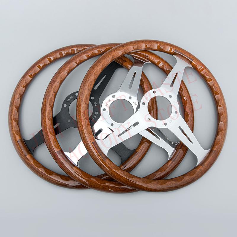 14 Zoll 358mm Klassisches Holzlenkrad Universelles Rennsport-Sportlenkrad 74mm Lochkreis