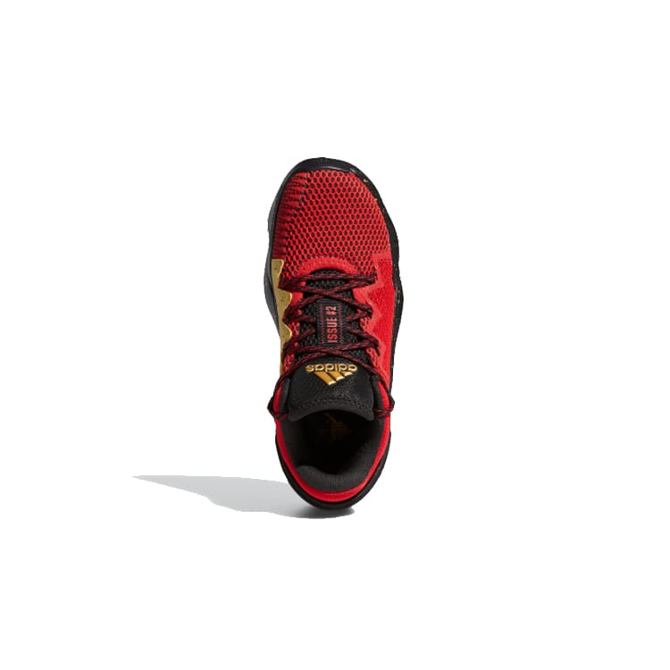 adidas D.O.N. Issue #2 J Mitchell Breathable Low Top Children's Basketball Shoes Black Red Gold FZ1426